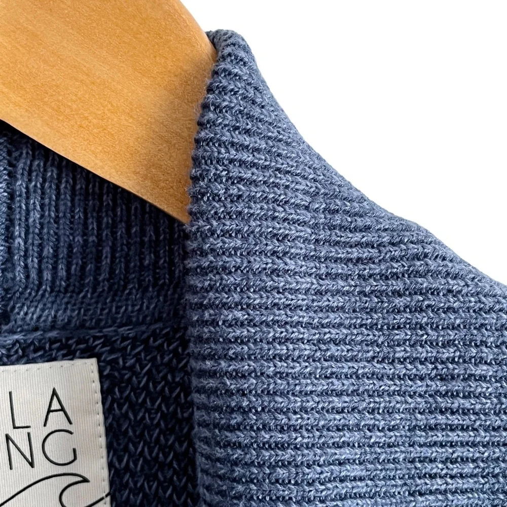 Blue Patterned Belted Shawl Cardigan Sweater - Picture 7 of 16